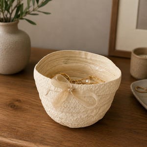 Hand Built Pottery Bowl | Textured Ceramic Trinket Dish | Ring Dish | Key Bowl | Decorative Ceramic Bowl | Wabi Sabi Functional Art Gift