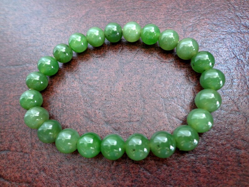 8 mm Nephrite jade round bead bracelet. S451 image 6