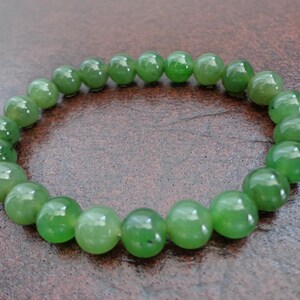 8 mm Nephrite jade round bead bracelet. S451 image 9