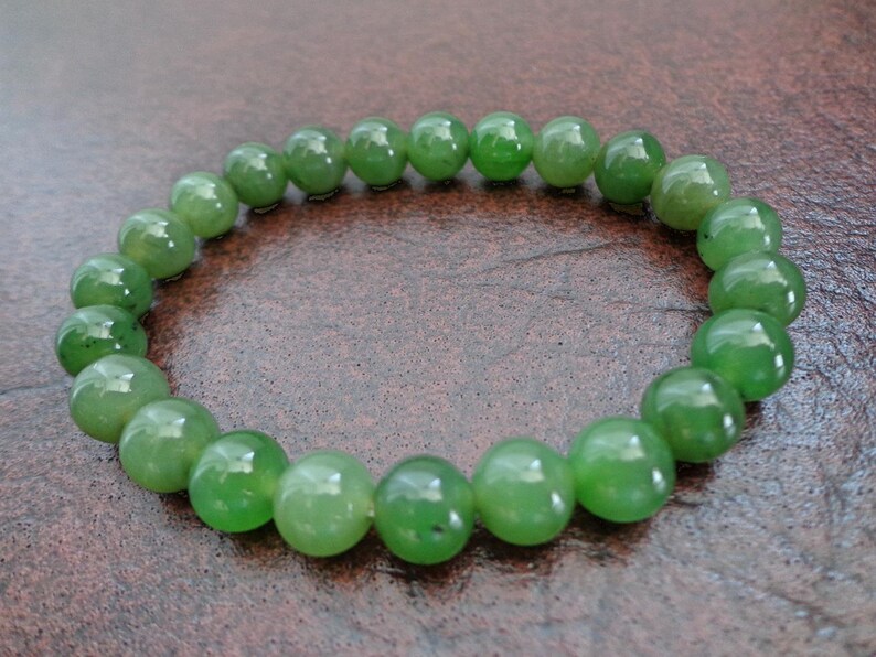 8 mm Nephrite jade round bead bracelet. S451 image 9