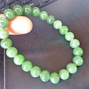 8 mm Nephrite jade round bead bracelet. S451 image 5