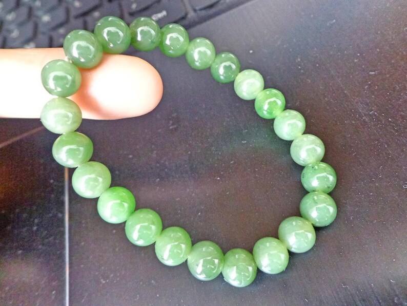 8 mm Nephrite jade round bead bracelet. S451 image 5