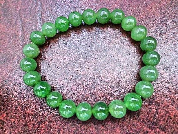 8 Mm Nephrite Jade Round Bead Bracelet. S451 - Etsy