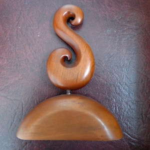 Wood double  Koru spiral carving statue. W127