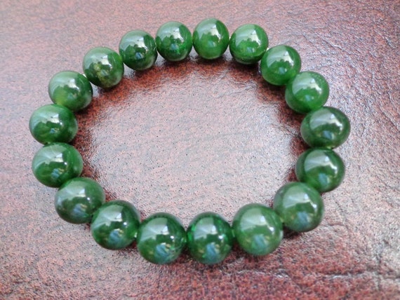 10 Mm Nephrite Jade Round Bead Bracelet. SD348 - Etsy Ireland