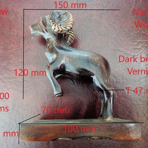 Wood goat statue / ornament . W142