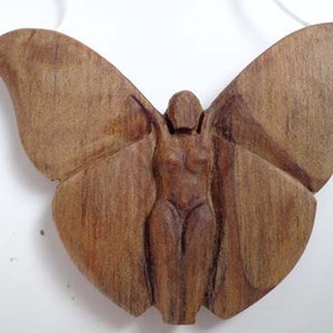 NZ pine wood wild Angel pendant. W60