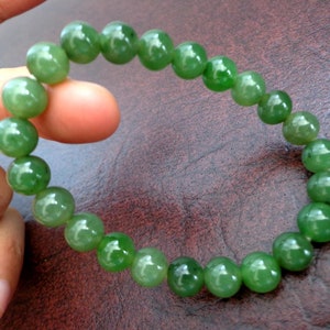 8 mm Nephrite jade round bead bracelet. S451 image 8