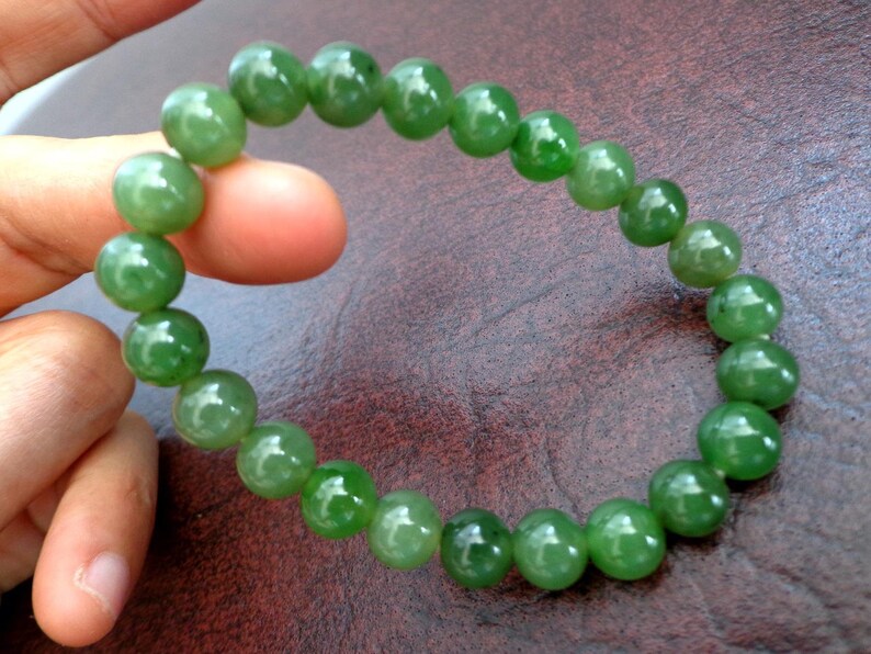 8 mm Nephrite jade round bead bracelet. S451 image 8