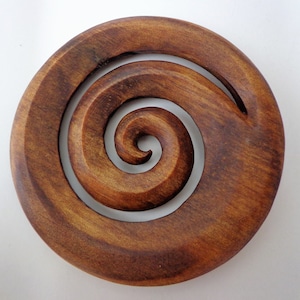 NZ pine wood Maori Koru pendant. W143