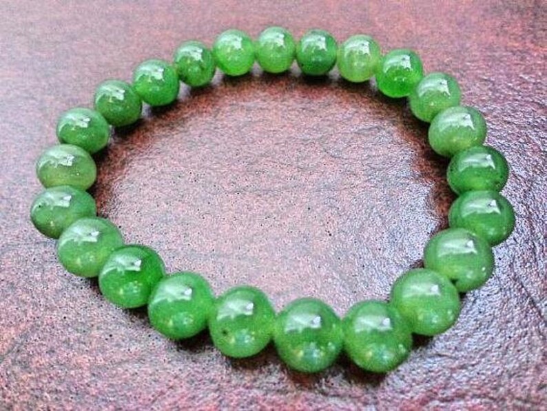 8 mm Nephrite jade round bead bracelet. S451 image 4