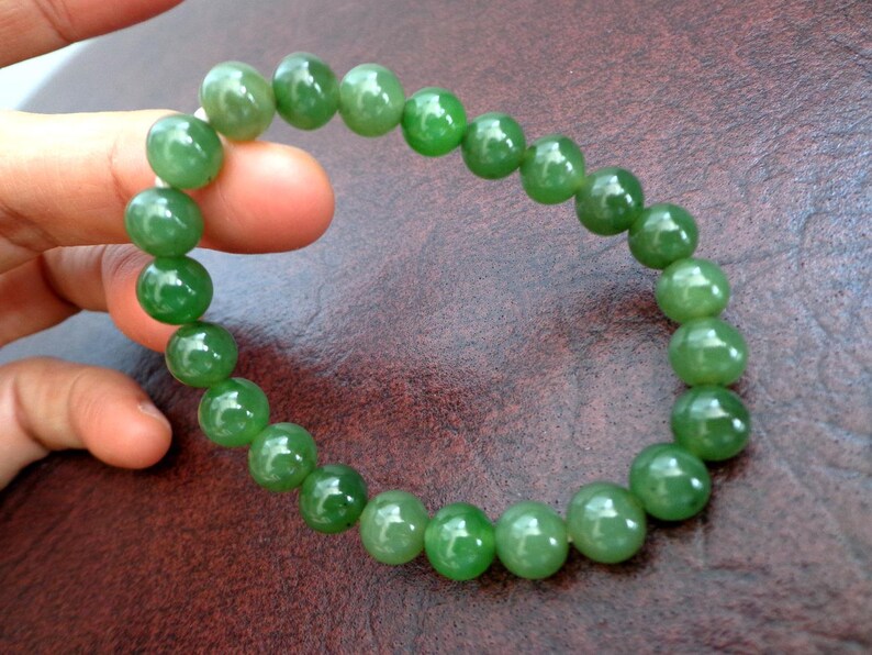 8 mm Nephrite jade round bead bracelet. S451 image 7