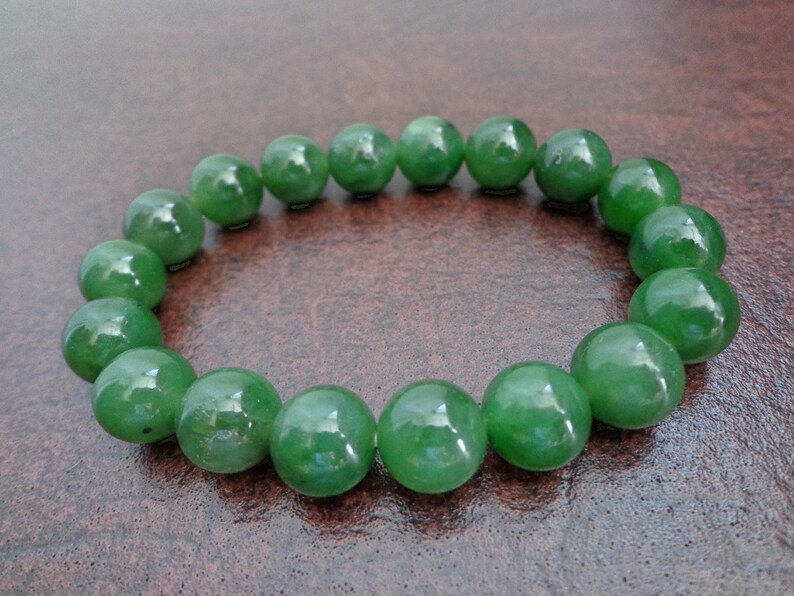 10 Mm Nephrite Jade Round Bead Bracelet. S394 - Etsy