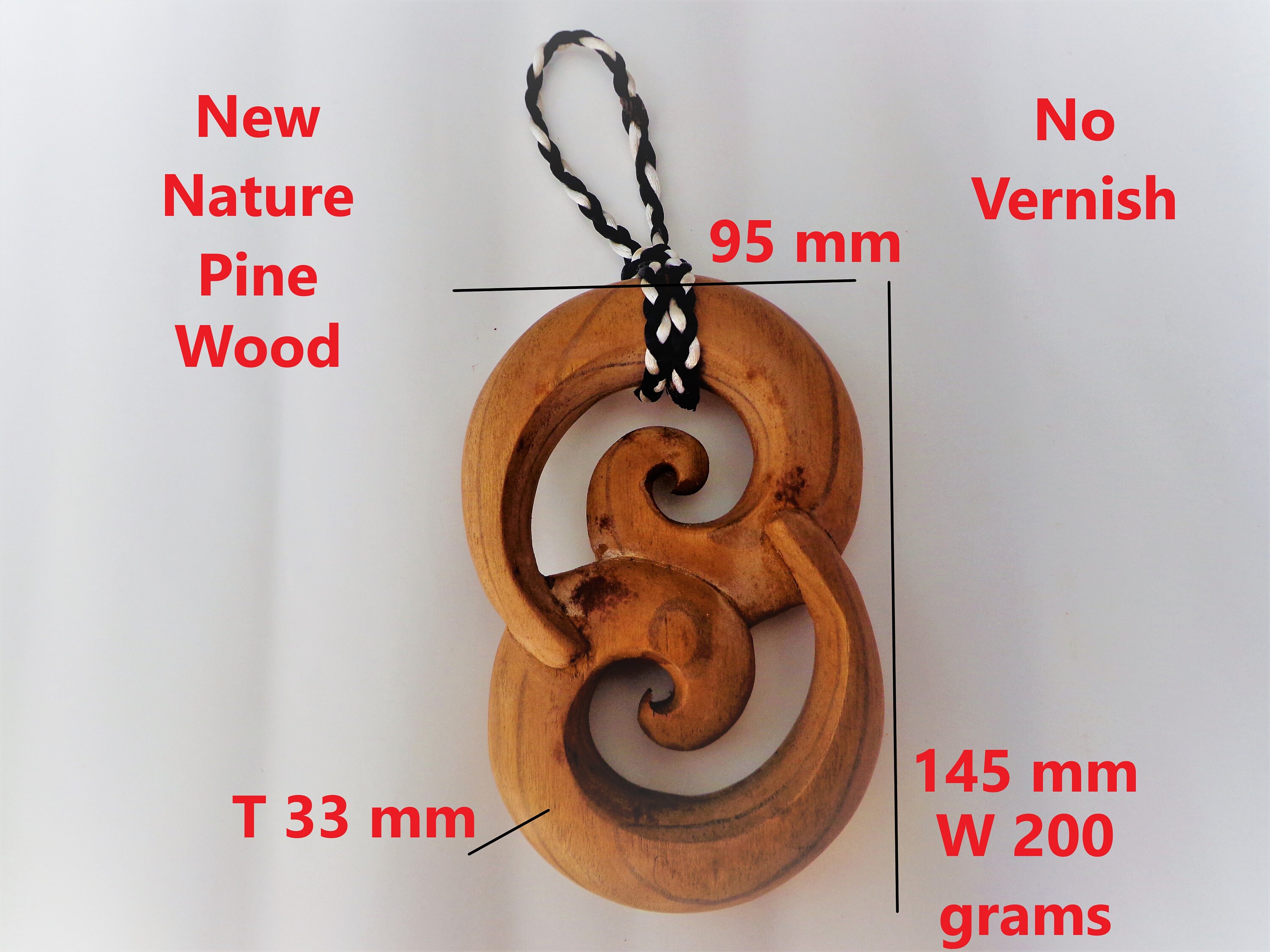 NZ Kiefernholz Double Maori Koru Ornament mit Schnur. W80 Etsy.de