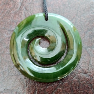 Nephrite jade 40mm Maori Koru pendant . S418