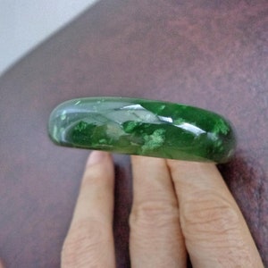 53 mm Nephrite jade D bangle bracelet. S322