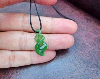 Nephrite jade double twist  pendant . S527