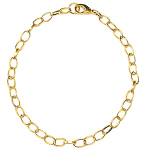 Shiny Gold-Tone Oval Link Charm Bracelet Base D.i.y. Build Your Charm Bracelet image 3