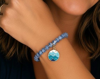 Ocean Waves Beaded Stretch Bracelet