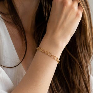 14K Gold PVD Plated Hammered Stainless Steel Charm Bracelet Base - D.i.y. - Build Your Charm Bracelet! - - LadybugfeetDesigns -