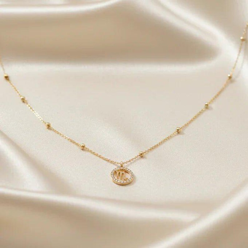 CZ Zodiac Symbol Necklace, Gold - 18 inch - - LadybugfeetDesigns -