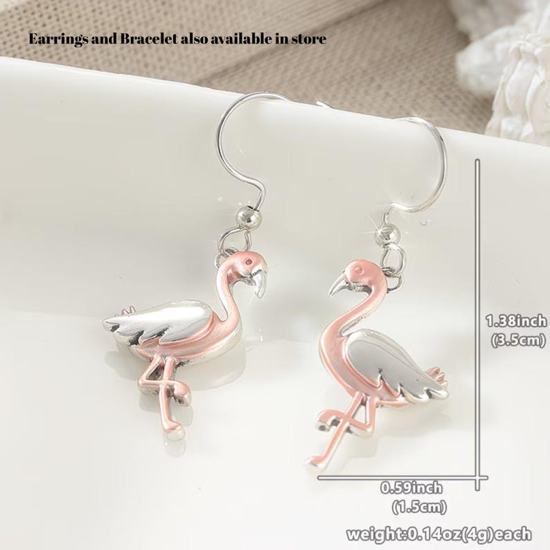 Rustic Flamingo Necklace, 20 inches - Silver - - LadybugfeetDesigns -