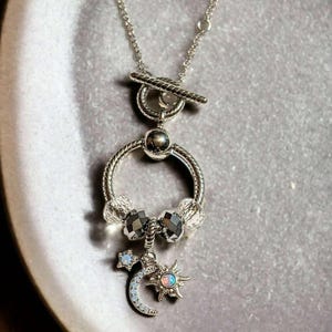 Moon Sun Star Sterling Silver Toggle Charm Necklace, 20 inches - - LadybugfeetDesigns -