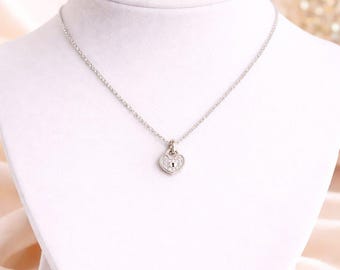 CZ Heart Charm Necklace - Sterling Silver - 18 inch