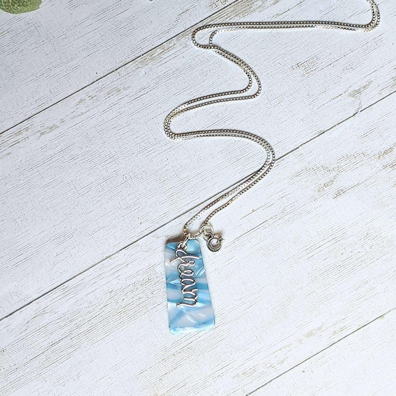 Dream Tag necklace, Sterling Silver - 30 inch - - LadybugfeetDesigns -