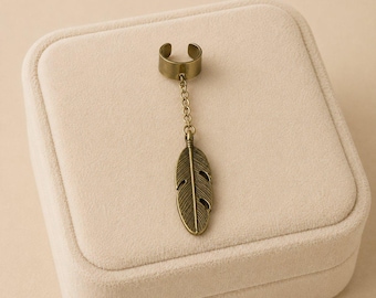 Feather Ear Cuff, Antique Bronze