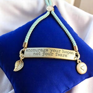 Encourage Your Hopes Not Your Fears Twisted Rope Bolo bracelet - - LadybugfeetDesigns -