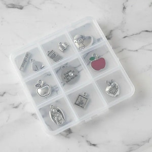 Teacher Charm Box - 11 pc., Silver - - LadybugfeetDesigns -