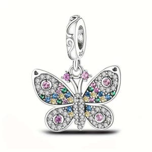 Butterfly Sterling Silver Toggle Charm Necklace, 20 inches - - LadybugfeetDesigns -