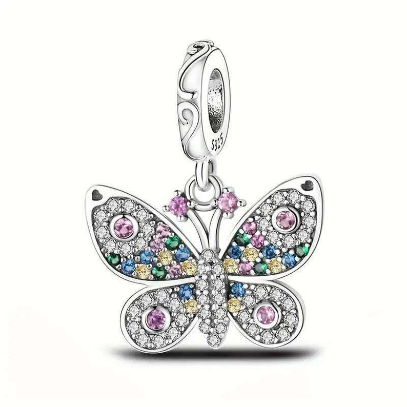 Butterfly Sterling Silver Toggle Charm Necklace, 20 inches - - LadybugfeetDesigns -