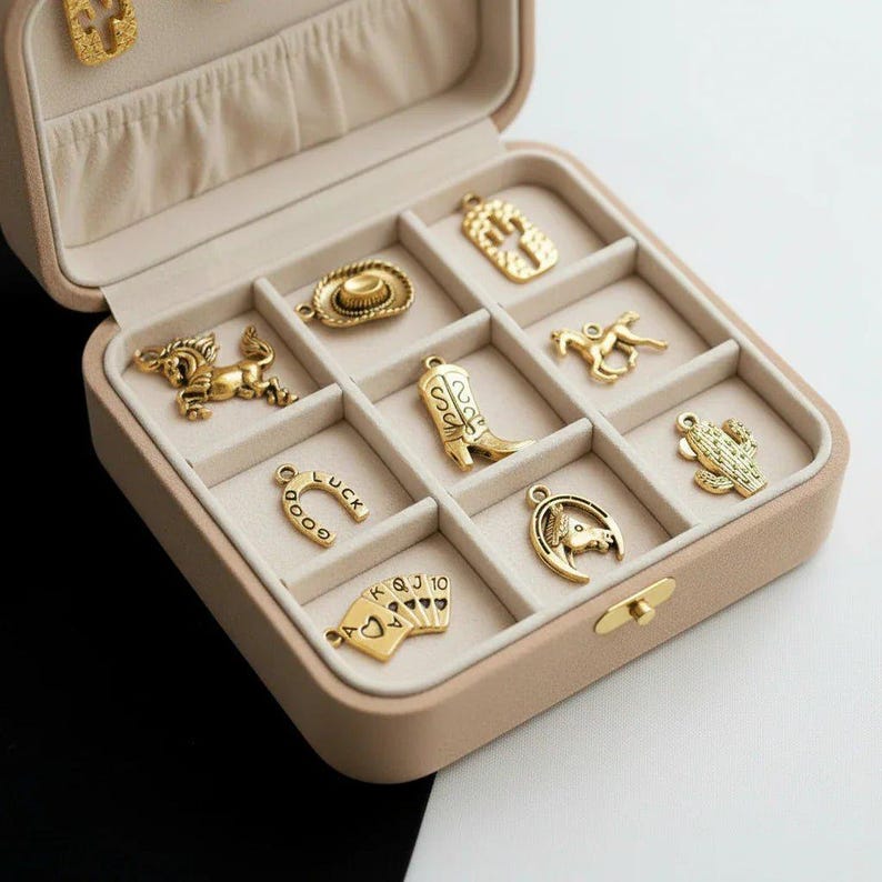 Wild West II Themed Charm Box - 9 pc., Gold - - LadybugfeetDesigns -