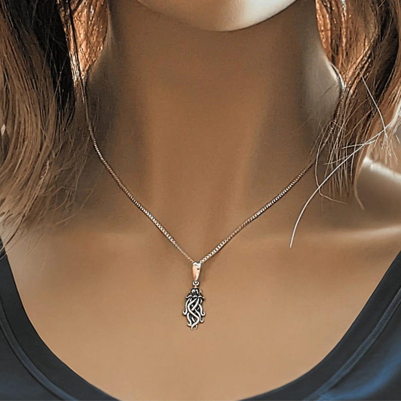 Jellyfish Pendant charm necklace, Sterling Silver - 22 inch - - LadybugfeetDesigns -