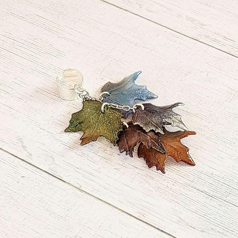 Maple Leaves Ear Cuff, Silver - - LadybugfeetDesigns -