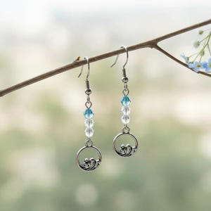 Ocean Wave Crystal Earrings - - LadybugfeetDesigns -
