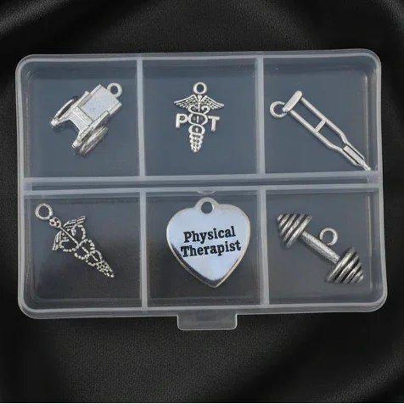 Physical Therapist Mini Charm Box - 6 pc., Silver - - LadybugfeetDesigns -