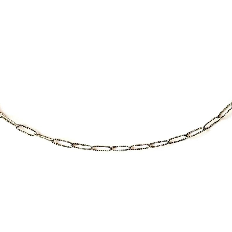 Antique Silver Textured Paperclip Link Charm Bracelet Base - D.i.y. - Build Your Charm Bracelet! - - LadybugfeetDesigns -