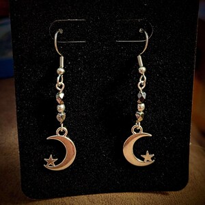 Crescent Moon Crystal Earrings - - LadybugfeetDesigns -