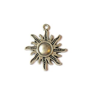Silver Celestial Sun Charm - - LadybugfeetDesigns -