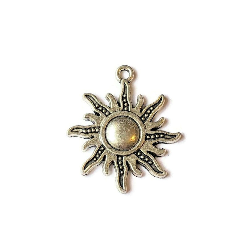 Silver Celestial Sun Charm - - LadybugfeetDesigns -