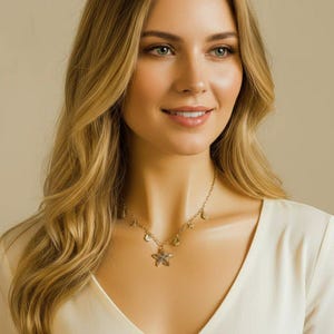 Beach Vibes Multi Charm Link Necklace, Gold- 20 inch - - LadybugfeetDesigns -