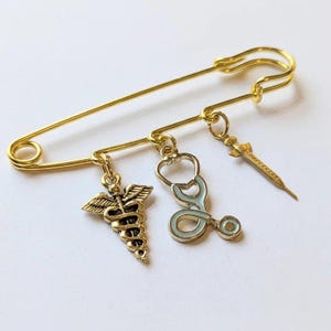 Medical Field Safety Pin Brooch, Purse Charm - - LadybugfeetDesigns -