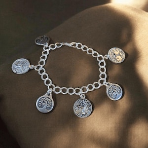 Silver Tree of Life Charm Bracelet - - LadybugfeetDesigns -