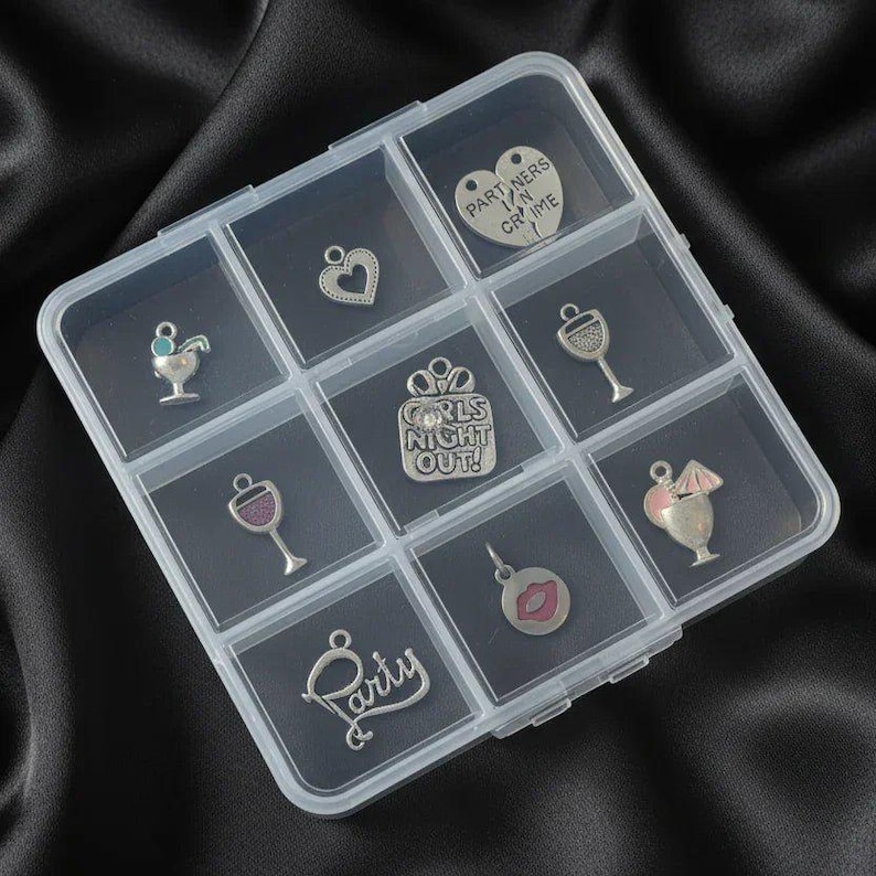 Girl's Night Out Charm Box - 9 pc., Silver - - LadybugfeetDesigns -