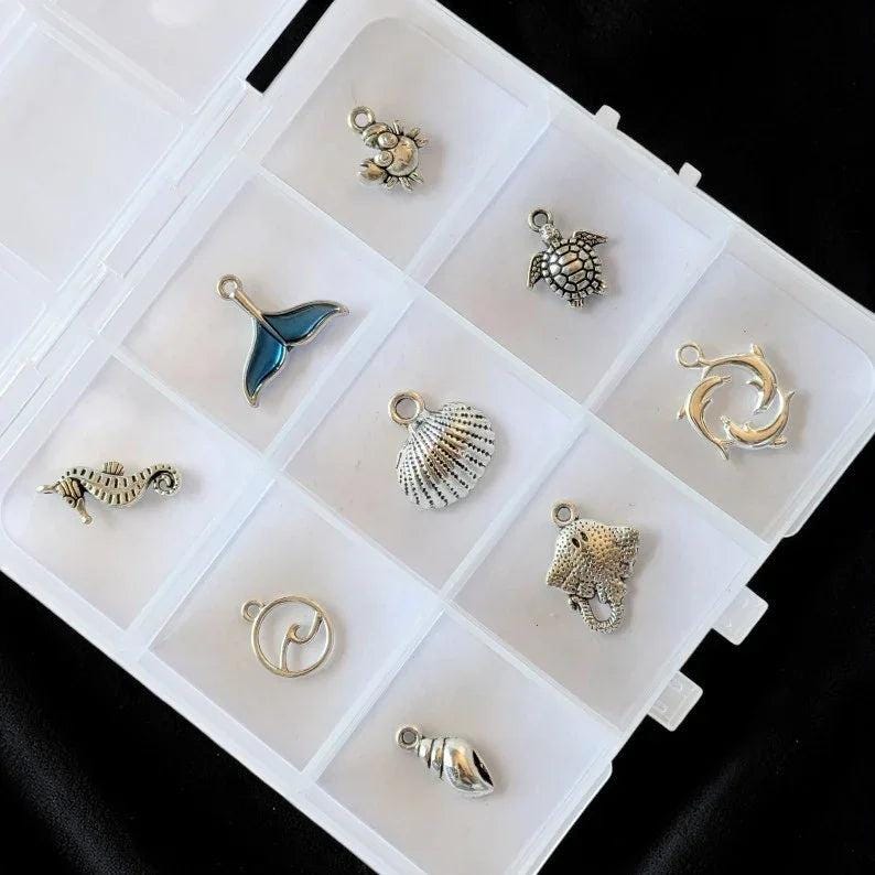 Ocean Lover Charm Box - 9 pc., Silver - - LadybugfeetDesigns -