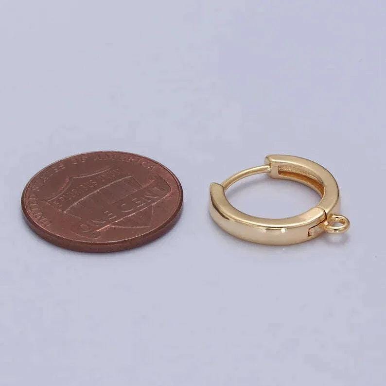 Gold Sun Hoop earrings, 16mm Hoop Drop - - LadybugfeetDesigns -