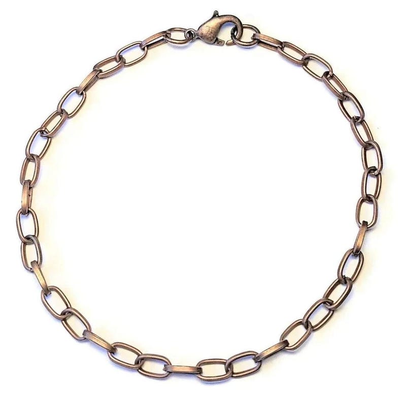 Antique Copper Steel Oval Link Charm Bracelet Base - D.I.Y. - BUILD YOUR CHARM BRACELET!
